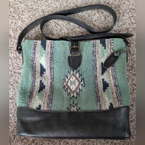 MZ Made Wool and Leather Crossbody Shoulder Bag